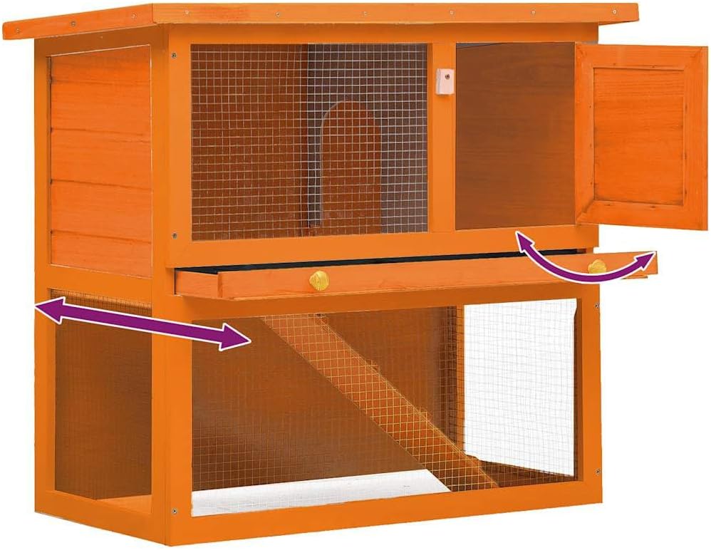 vidaXL Clapier 1 Porte Bois Cage Extérieure pour Lapin Animaux Enclos à Lapin — vue 5
