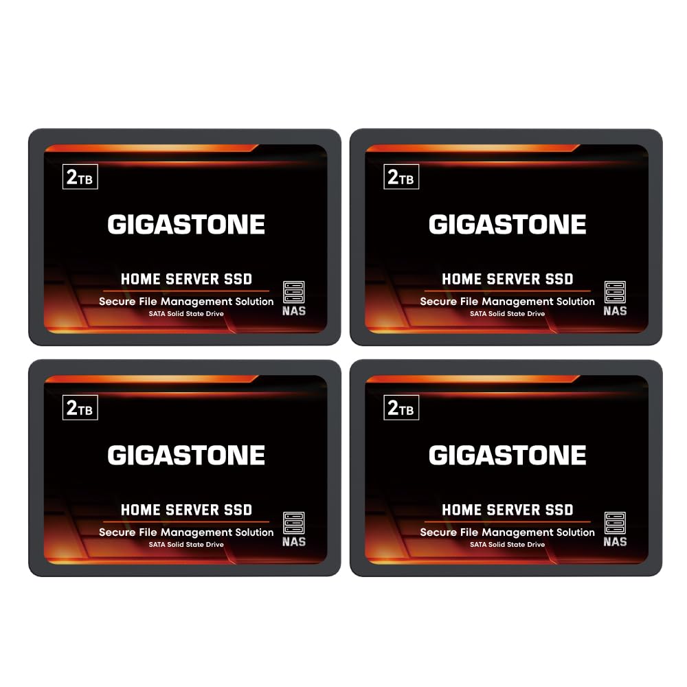 Gigastone Home NAS SSD 2TB (4er-Pack) 24/7 Dauerhaft TLC Hohe Dauerhaltbarkeit Persönlicher Server Cloud Datenspeicher RAID 3D NAND 2,5 Zoll SATA III Interne Solid State Festplatten