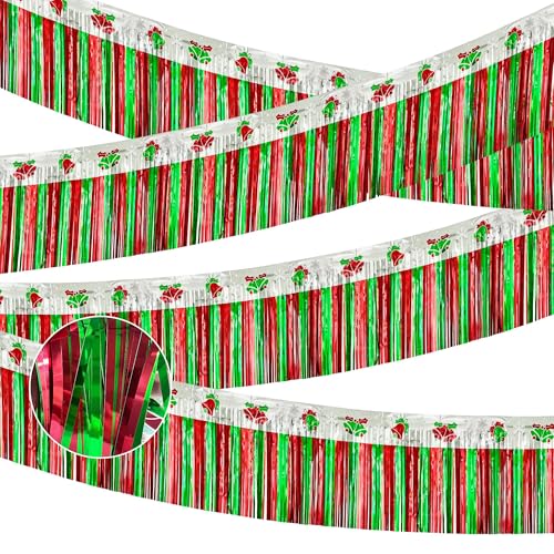 Image of 4 Pack 39Ft Christmas Parade Floats for Trailer Car, Bells & Snowflakes Foil Fringe Garland Tinsel Streamers Hanging Banner Table Skirts for Christmas Homecoming Birthday Party (Bell)