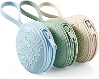 Vista 5 de PandaEar Juego de 3 estuches porta chupetes de silicona, bolsa de viaje portátil para chupones para recién nacidos, contenedor de almacenamiento