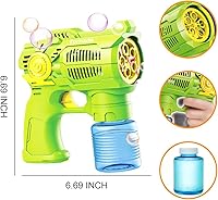 Vista 4 de Juego de 2 pistolas de burbujas con baterías, juguetes sopladores automáticos de burbujas para niños y niños pequeños, 1 verde + 1 disparador