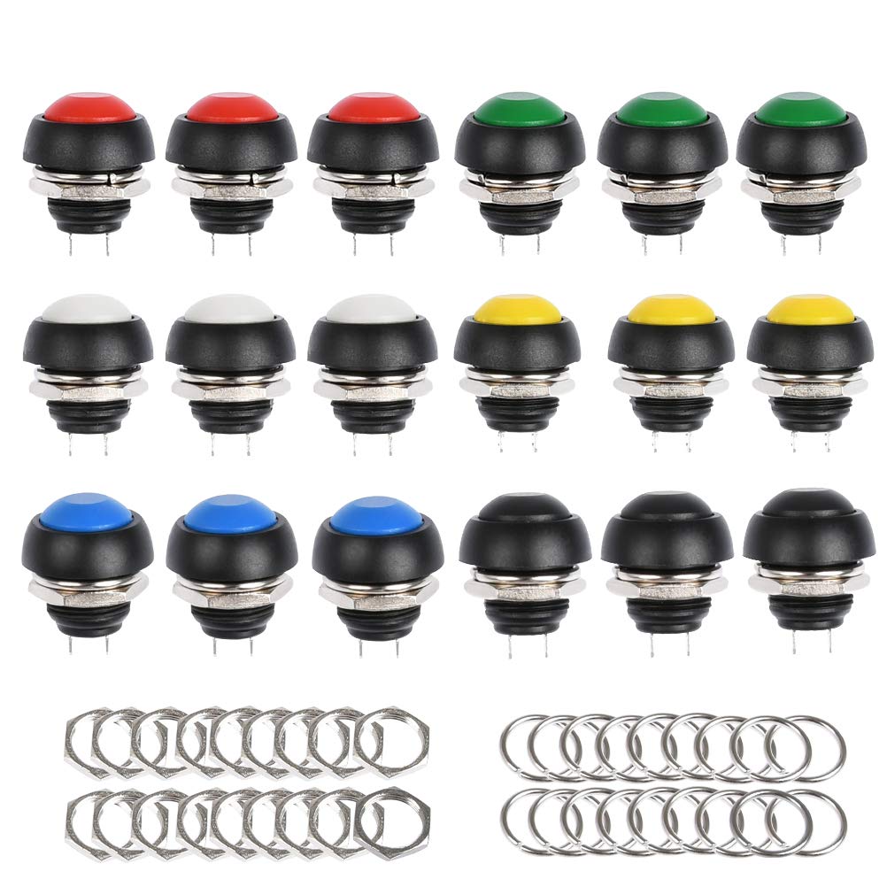 MKBKLLJY 12er Set Mini-Drucktaster Rot - 12mm Momentantaster Für Auto, PC & Heimgebrauch