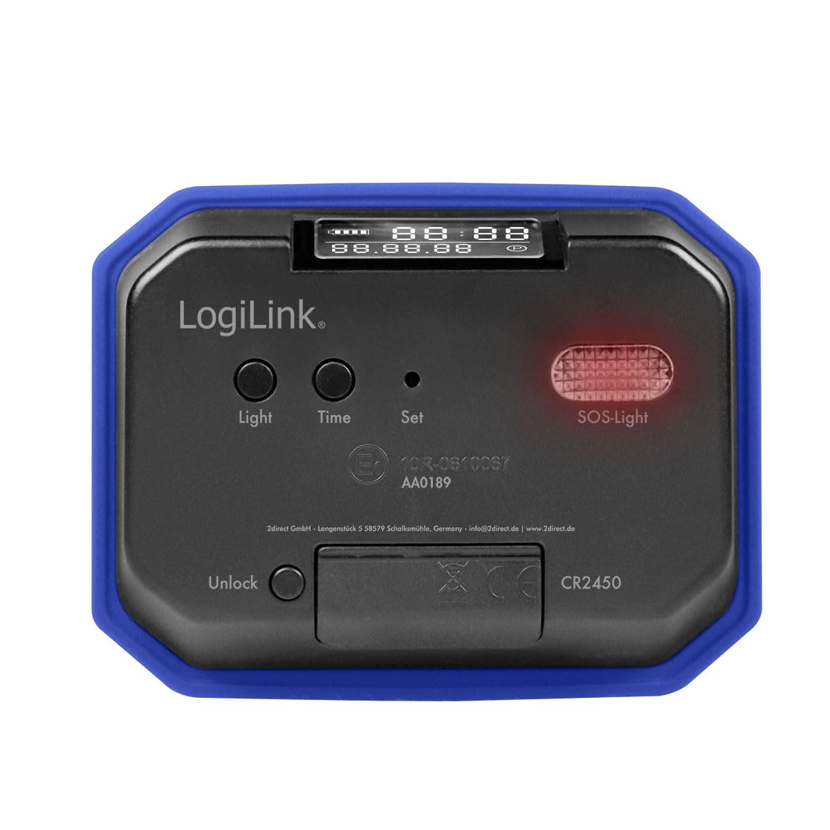 LogiLink, cronometro Digitale, Testato da KBA, con attivazione Automatica, visualizzazione 24 Ore, Data e Ora, Luce SOS