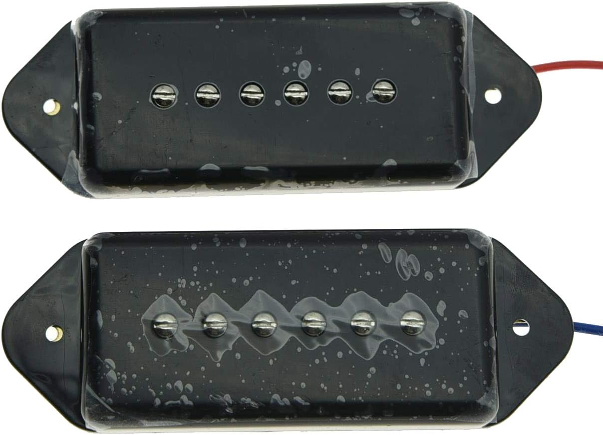 Black P90 High Power Sound Neck Bridge Dogear Pickup Soapbar Pickups Set