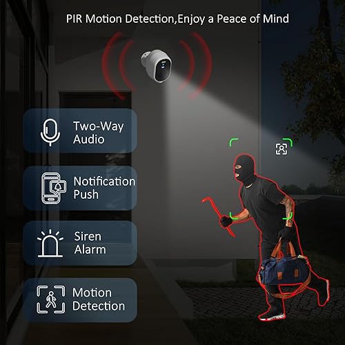 Miniatura 3 de Paquete de 4 cámaras de seguridad inalámbricas de 2.4G y 5G para exteriores, cámaras interiores con batería 2K para seguridad del hogar, sirena de