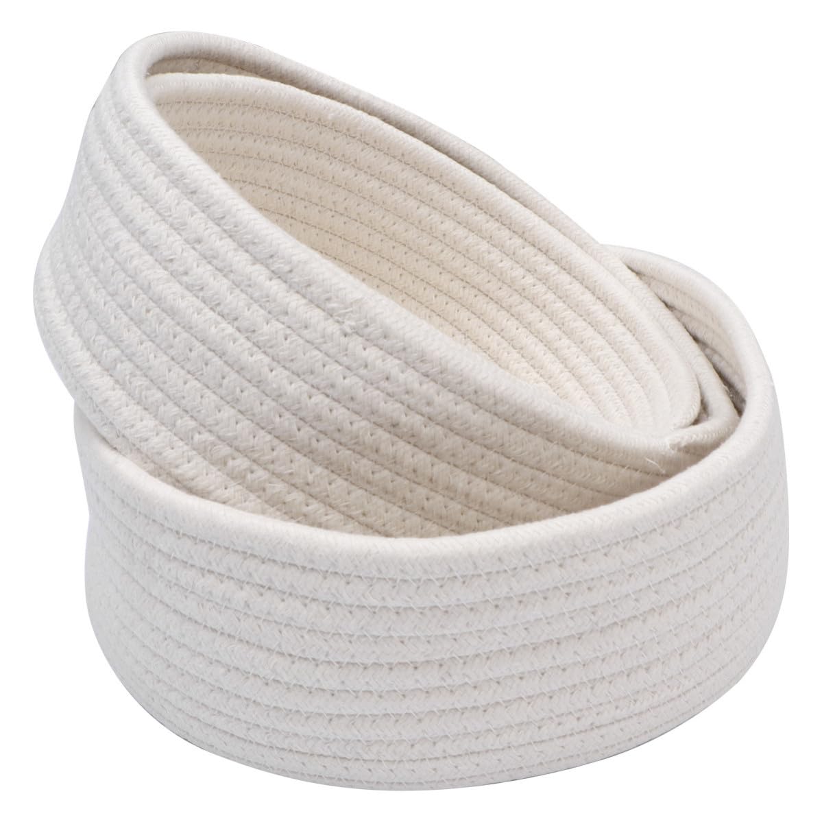 Paniers artisanaux en coton blanc tissé | Rangement décoratif haut de gamme