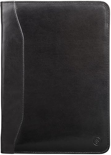 Maxwell Scott Quality Leather Zipped Business Folder The Dimaro Handmade in Italy Night Black