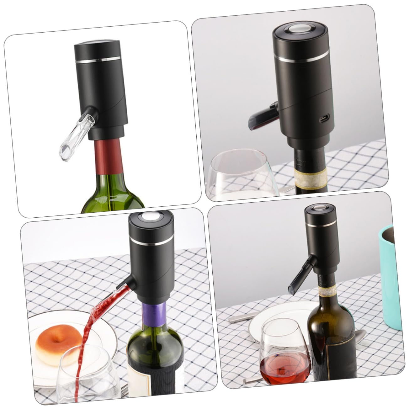 Ciieeo Aérateur de Vin Électrique Noir, Verseur de Vin 1 Pièce