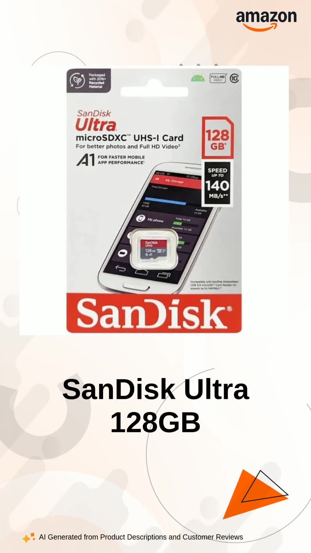 SanDisk のマイクロSD 128GB SanDisk Ultra 128GB microSDXC UHS-I Memory Card