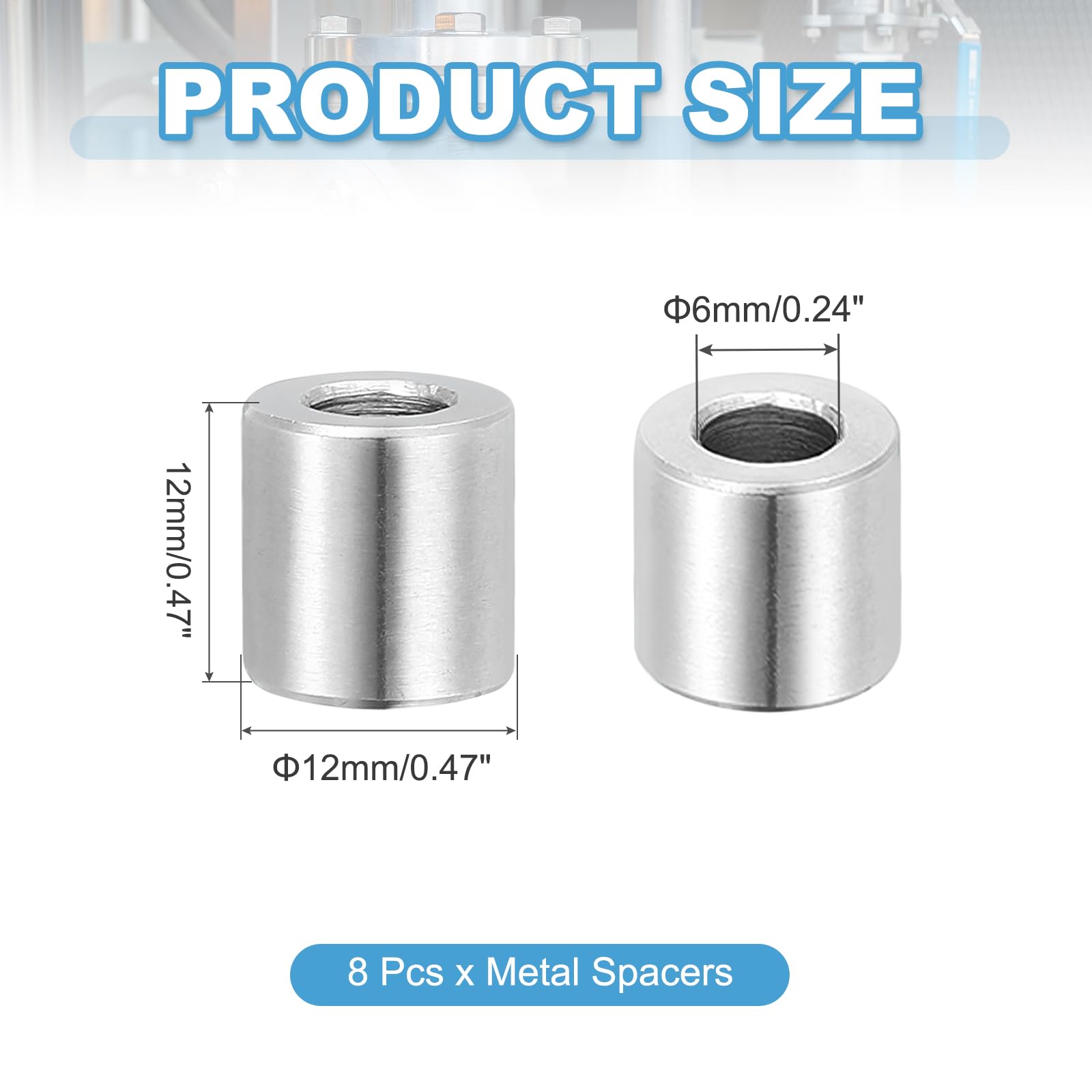PATIKIL 8 Pcs Stainless Steel Spacers - Image 2