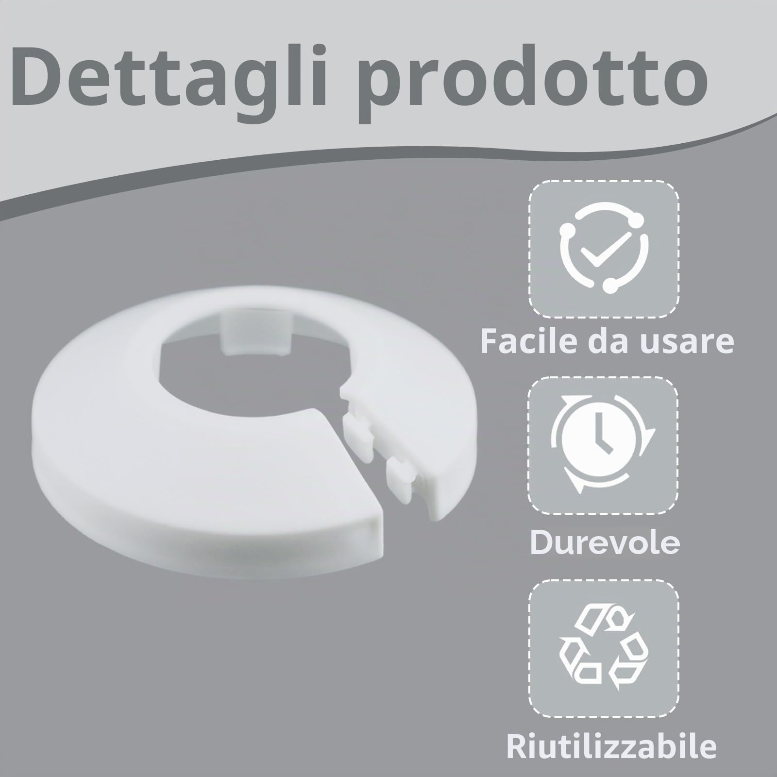 Set da 30 Rosette per Tubi di Riscaldamento Copritubi per Radiatori Rosette bianche per rivestimento tubi di riscaldamento Copritubi in PVC Ø 20 mm Copertura tubi riscaldamento per pavimento