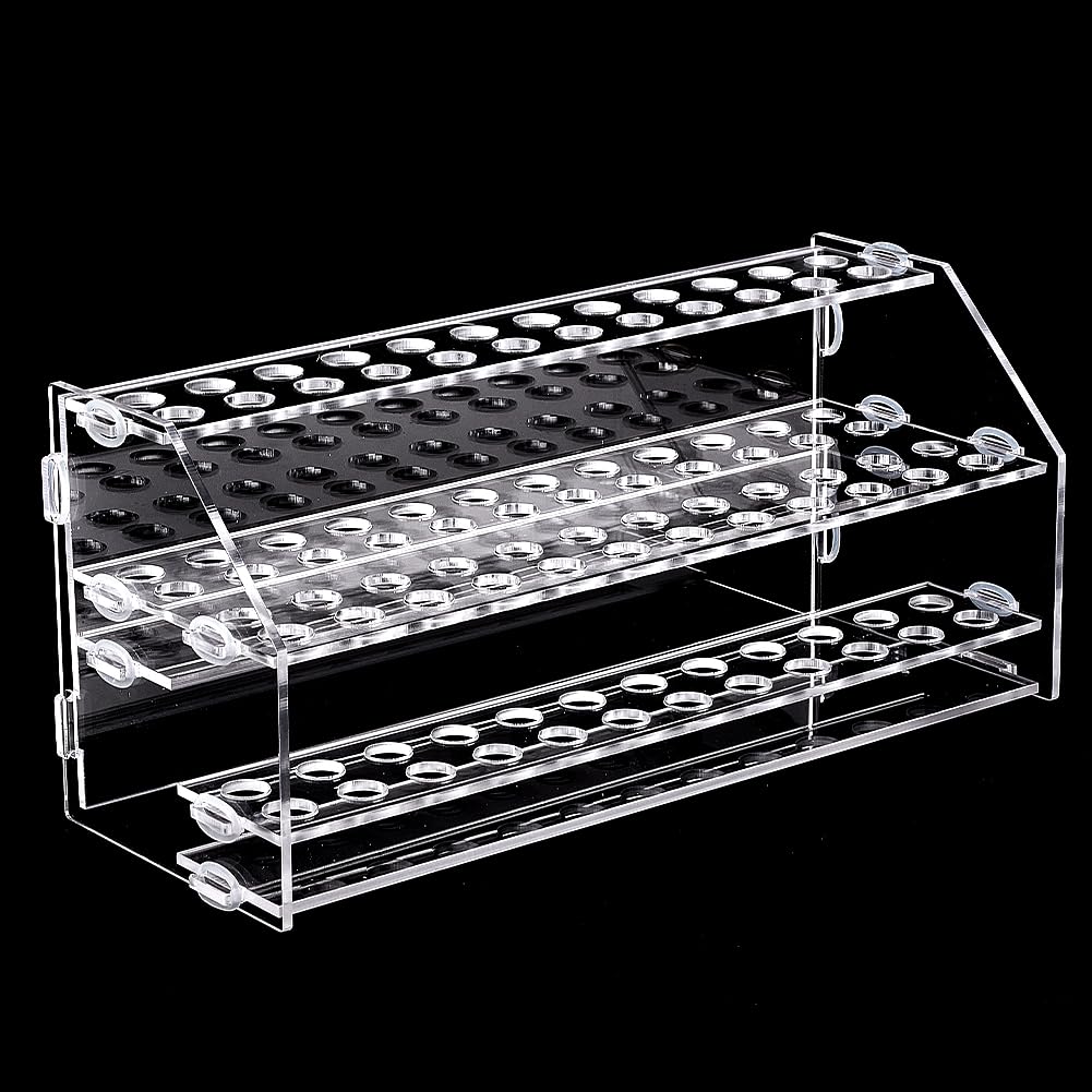 PH PandaHall Acrylic Pen Holder Display, 48-Slot Pen Holder Rack 2-Tier Clear Pencil Paint Brush Display Stand Makeup Brush Eyebrow Rack Organizer for