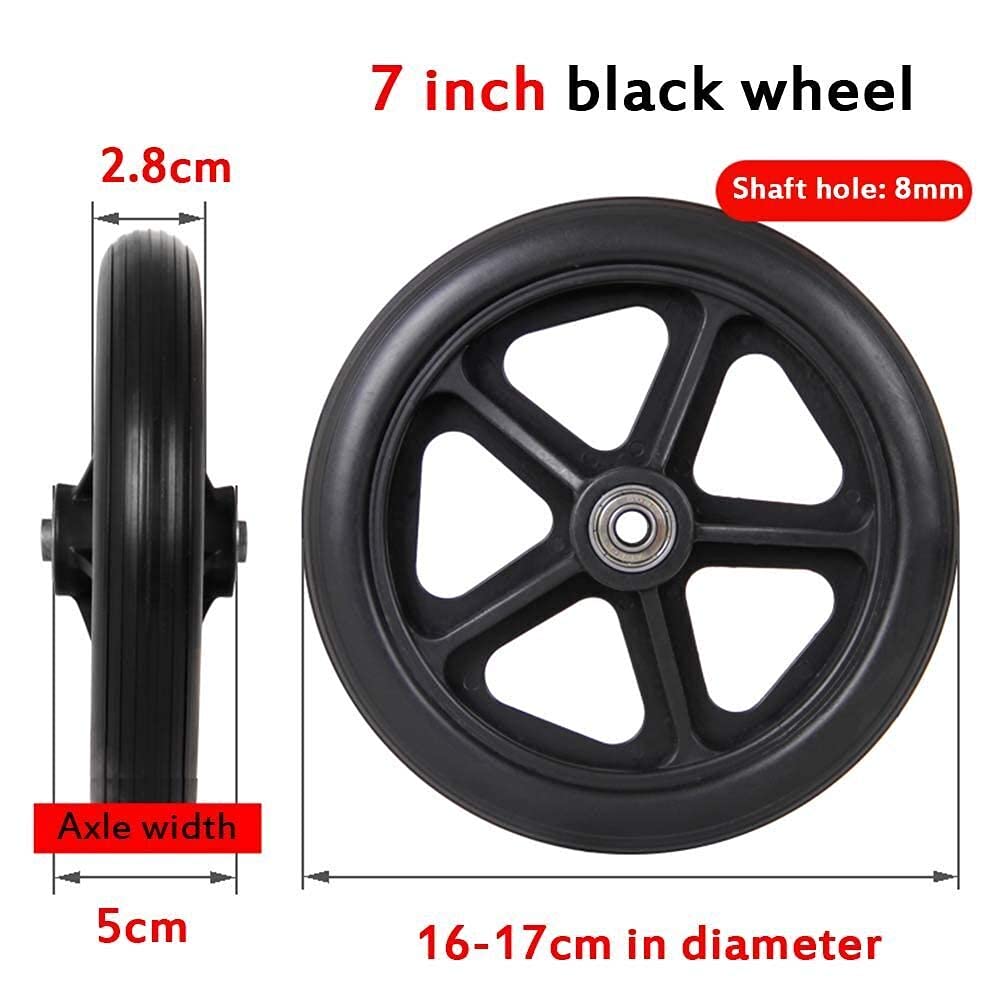 2pcs Ruote per Carrozzina Walker di Ricambio Antiscivolo Antiusura Ruota Anteriore Universale per Sedia A Rotelle di Montaggio Nero Pneumatico Solido