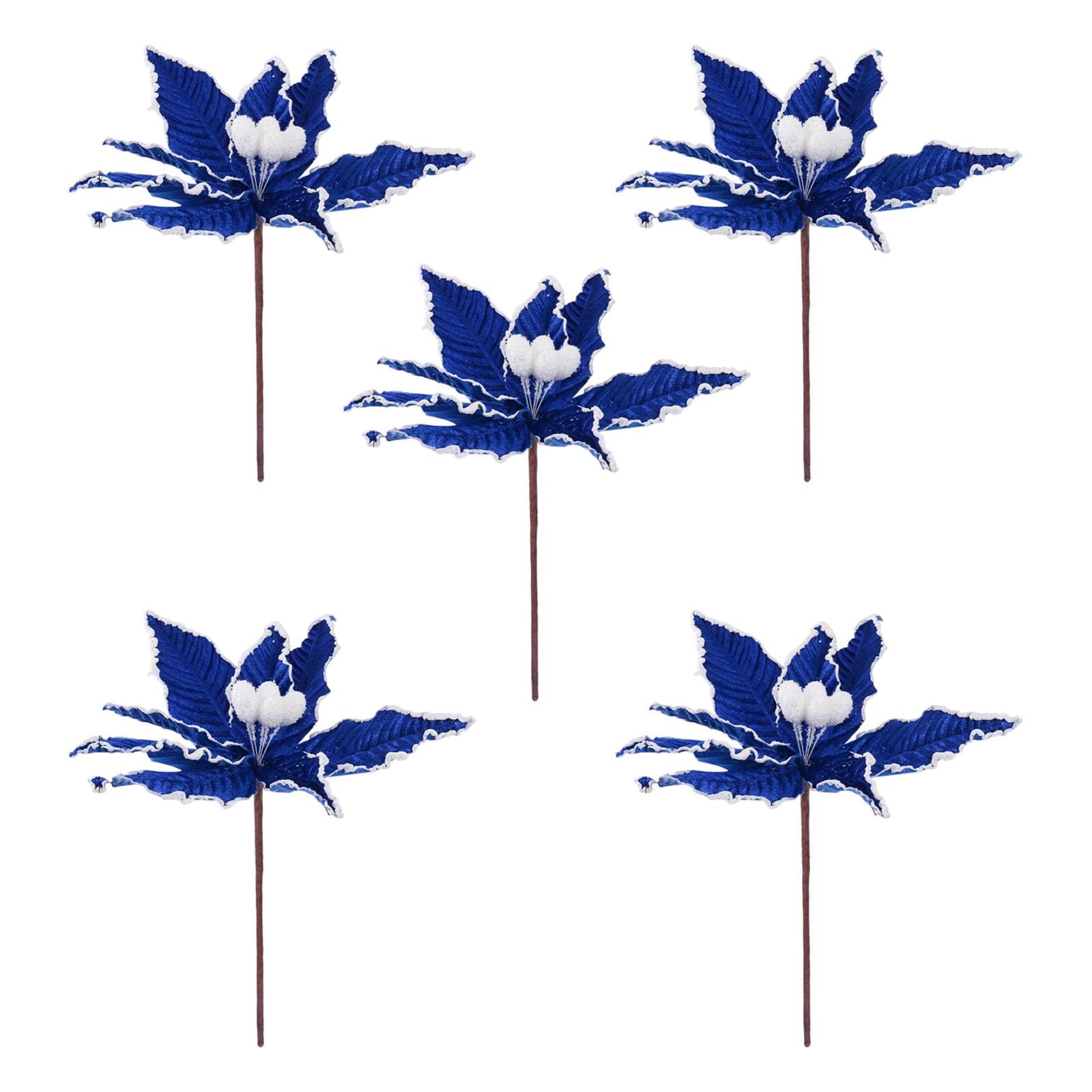 Tsophreniq Of 5 Velutinous Christmas Posies Artificial Blossomy Garnishes for Tree Handicrafts with Flexible Wire Substrates Realistic Faux Holiday Arrangements
