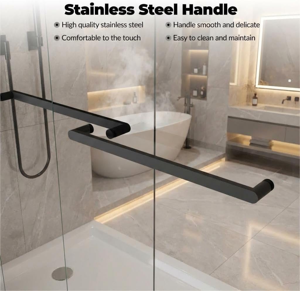 Sliding Shower Door 50-60" Adjustable Width x 72" Height, Bypass Space-Saving Design, Dual 8mm (5/16") Tempered Glass Panels with Matte Black Aluminum Alloy Frame, Easy Installation