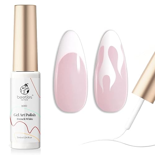 beetles Gel Polish Swirl Nail Art Gel White Gel Liner Nail Polish White Nail Polish 1 pcs 7ml Classic White Color Gel Art Paint for Thin French Line Nail Art Polish Soak off Uv Lamp Manicure Salon - White*1pc