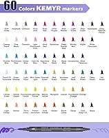 Vista 7 de Marcadores para libros para colorear para adultos: 60 colores de doble punta fina y pincel rotulador para colorear a base de agua para adultos B-60