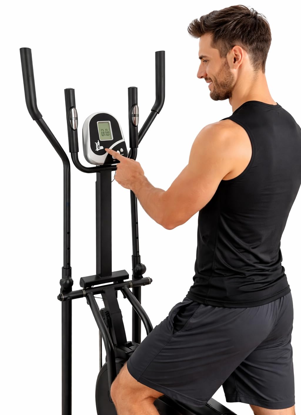 YELLOO - Ellittica Professionale per Casa con Sella Regolabile, si può Utilizzare in Piedi o Seduti come Cyclette, Dotata di Display LCD, Portata Massima 120 KG, Montaggio Facile (ORB2600S)