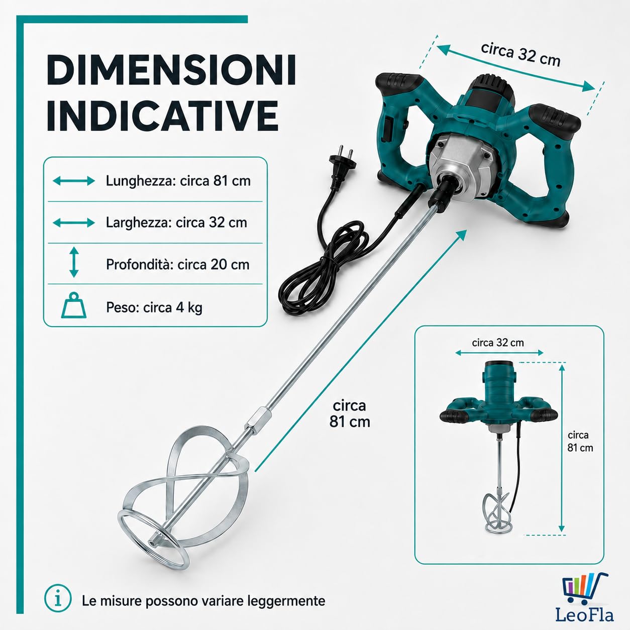 Miscelatore Elettrico 2200W Max - Malta, Colla e Intonaco