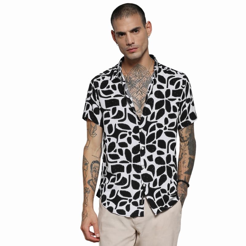 Campus Sutra Ampus Sutra Men's Shirt For Casual Wear | Spread Collar | Short Sleeve | Button Closure | Regular Fit | Shirt Crafted With Comfort Fit For Everyday Wear