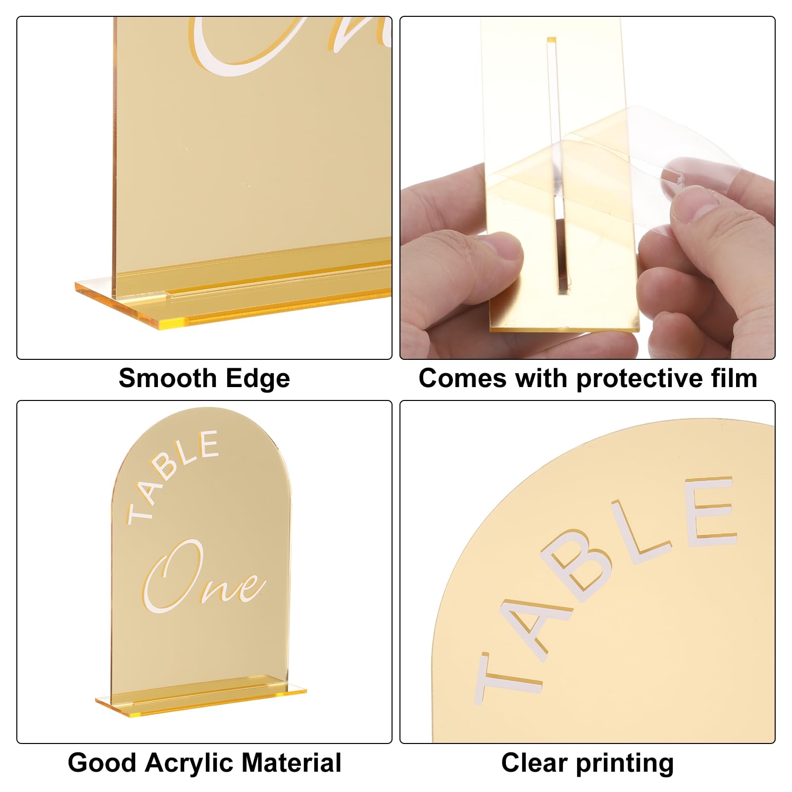 QUARKZMAN 15 Stück Gold Mirrored Arch Acryl Schild mit Ständer 5 x 7 Zoll | Acryl Arch Tischnummernhalter, für Hochzeitstisch Mittelstückdekoration, Nummer 1 15