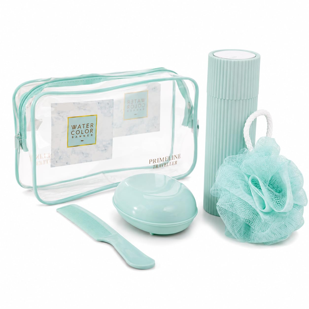 prakalp Travel Toiletry Kit with Transparent Waterproof Pouch, Soap Box, Comb & Bath Loofah, Lightweight, Medium-picture-53