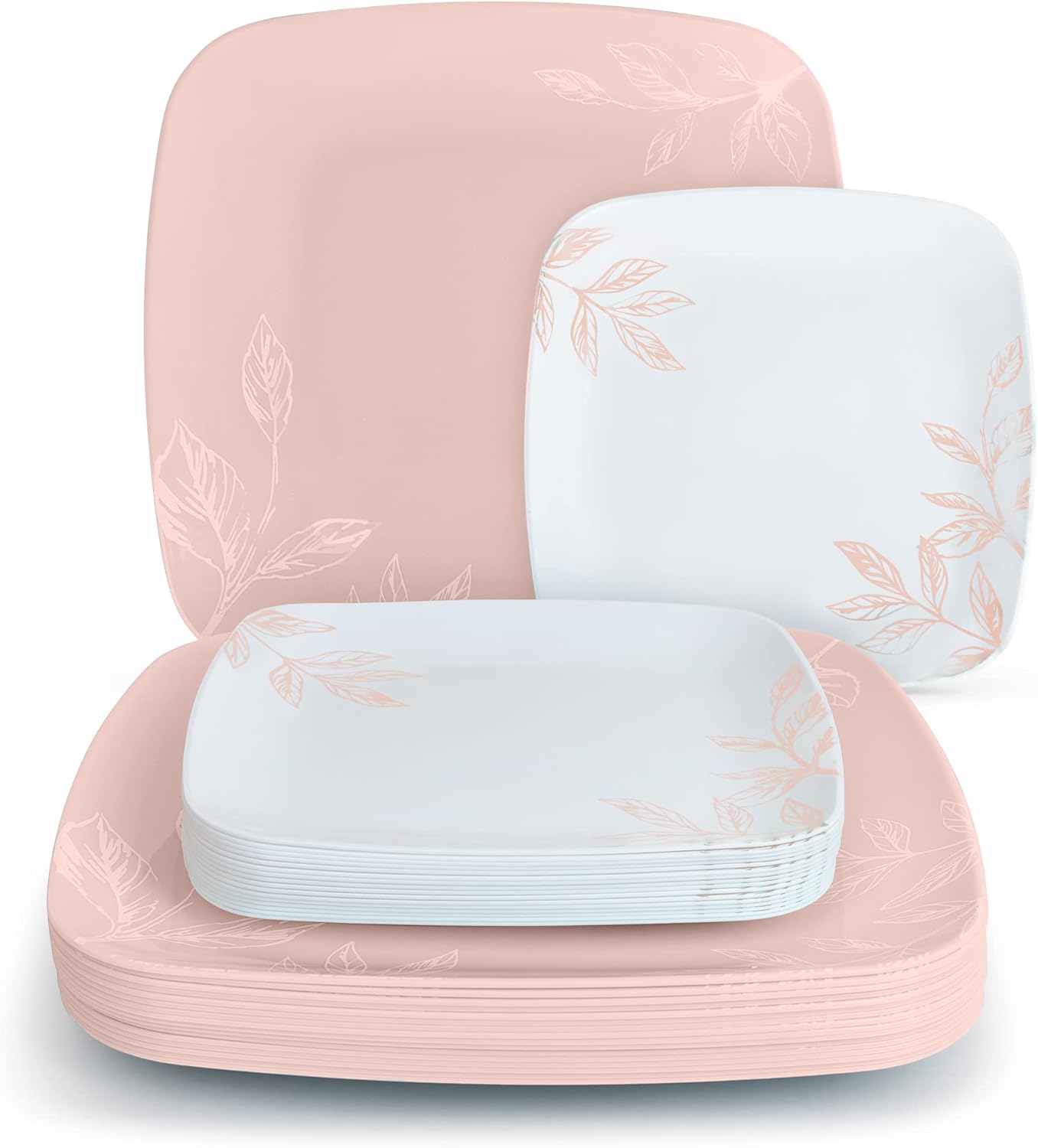 Rkay Pink Plastic Plates 32 Count 16 Dinner, 10 Inch Pink Plates For Party And