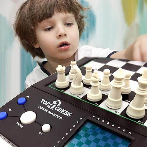 Miniatura 2 de Top 1 Chess - Juego de ajedrez de mesa, sistema de enseñanza por voz, computadora de ajedrez clásica 8 en 1, enseñanza de estrategia de ajedrez,