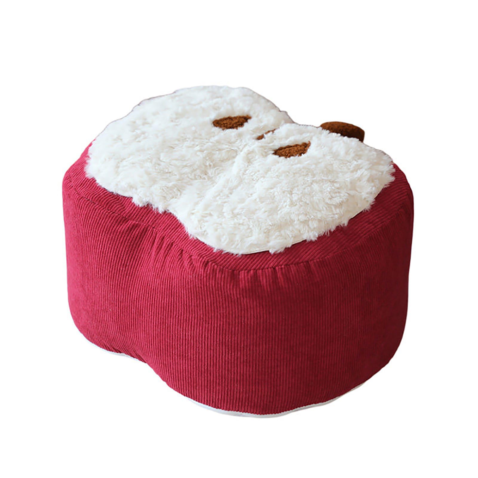 Mescxty Cute Apple Shaped Ottoman And Foot Rest,Plush Velvet Floor Pouf Foot Stool,Round Fluffy Sofa Cushion For Chair Sofa Living Room
