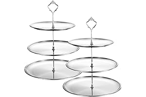 3 Tier Serving Tray Cupcake Display Stands Set of 2, Stainless Steel...
