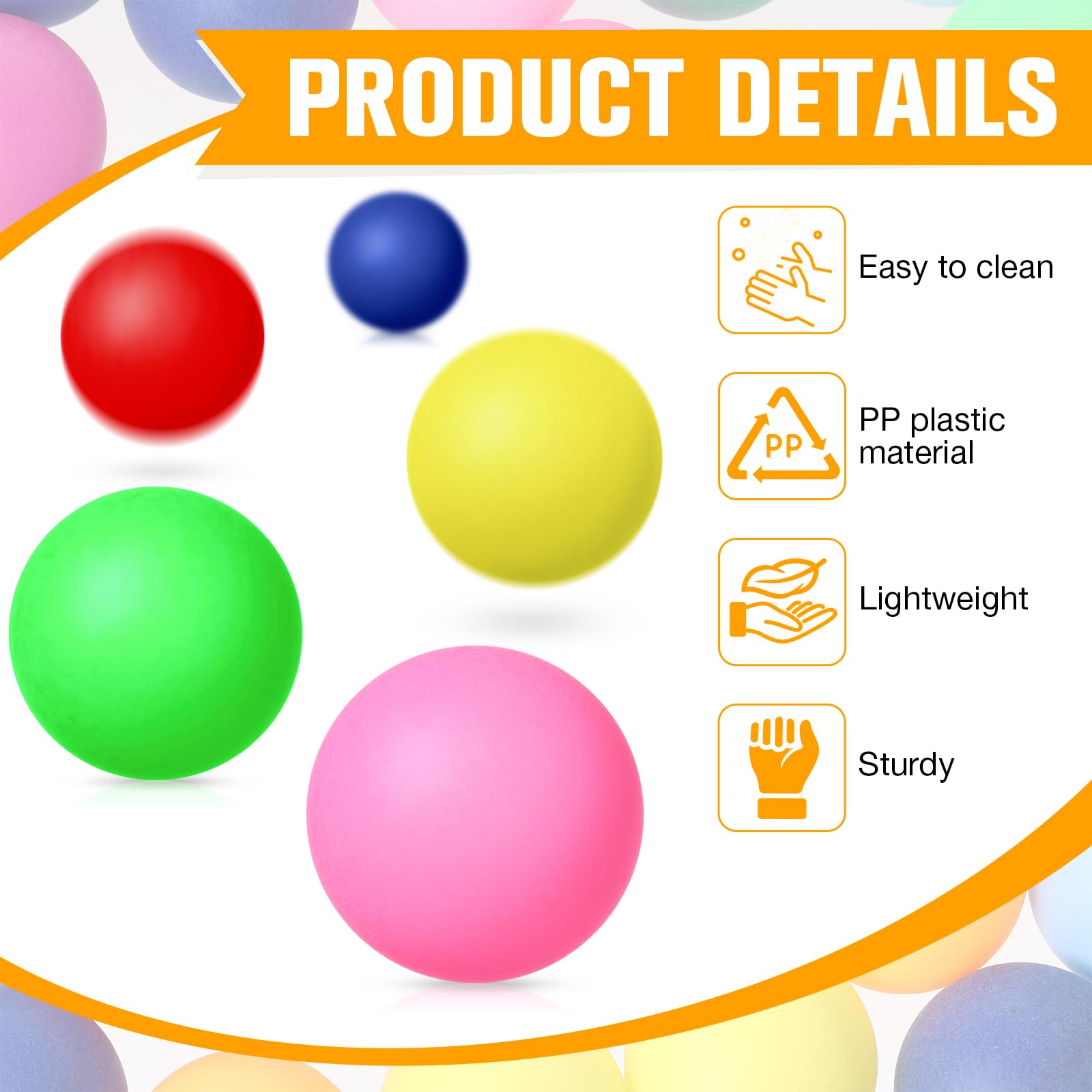 Paquete de 300 pelotas de tenis de mesa de 0.08 oz y 1.575 in para decoración de fiestas, entretenimiento, pelotas de tenis de mesa de plástico para juegos, artes, actividades deportivas 4