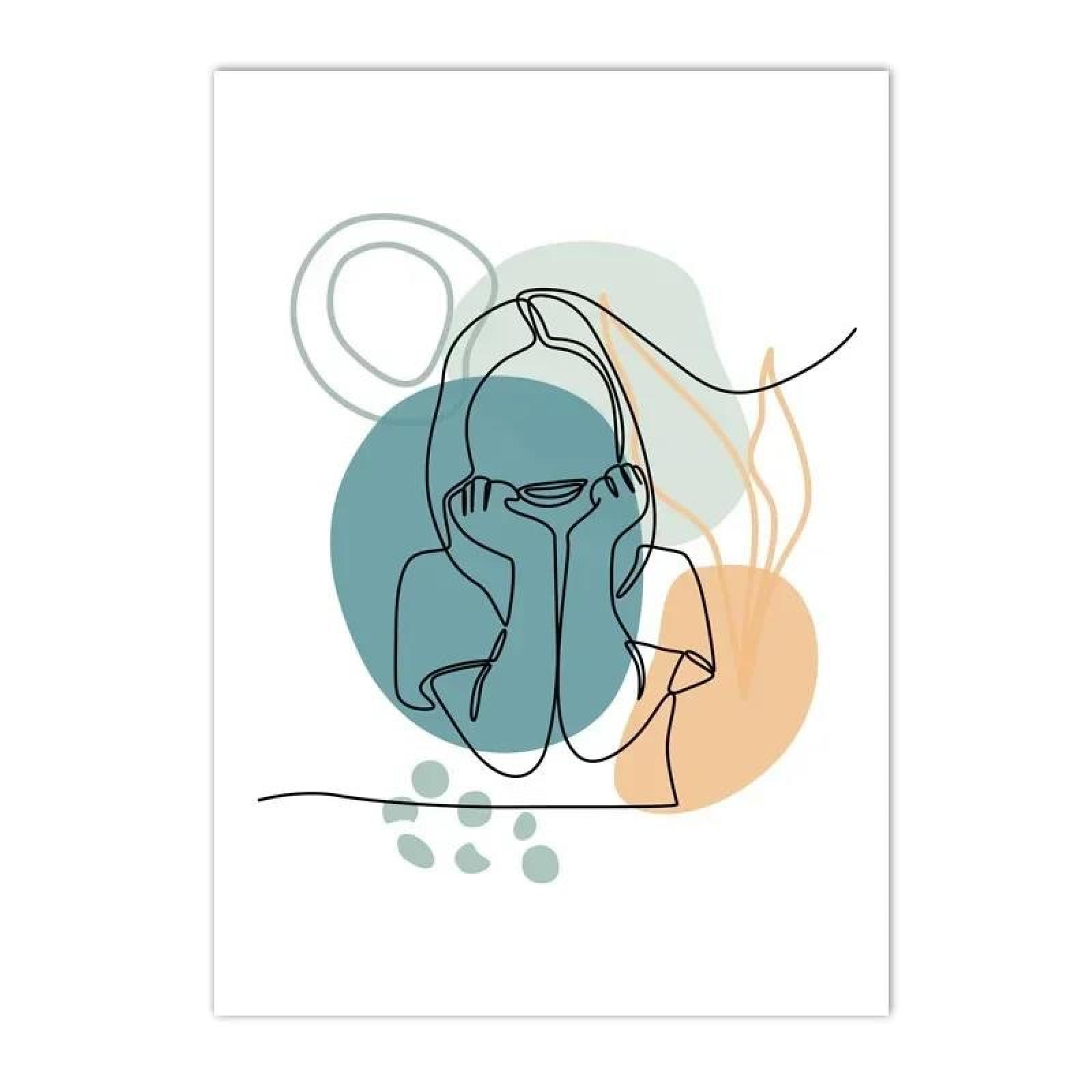 Baibexing Abstract Color Block Teeth Line Oral Health Dentist Tools Poster Prints Wall Art Canvas Painting Picture Clinic Office Home Decor A4 60X90Cm Unframed
