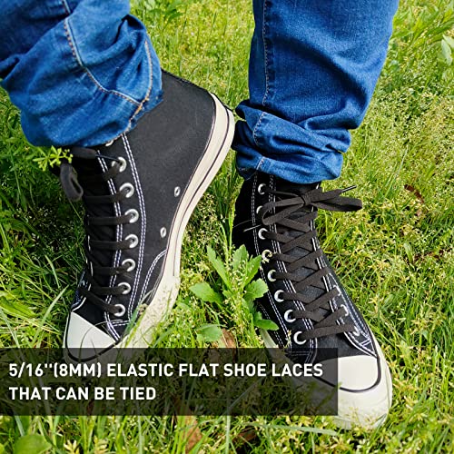 Image of UamGlsob 2 Pairs 5 /16 inch Flat Elastic Shoe Lace, Stretch Shoelaces | 8mm Stretchy Shoe Strings Replacement for High Top, Low Top Sneakers, Tie Once, Slip On Convenience, Easy Slip-on Fit