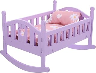 TOYANDONA 1 Conjunto De Brinquedos De Berço Baby Dory Brinquedos De Madeira Violeta Boneca Mini Cama Boneca Em Miniatura Cama De Boneca Berço De Brinquedo Cama Modelo De Boneca De Madeira