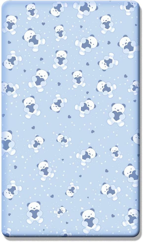 2 x Cot Fitted Sheets 100% Cotton Very Soft (120 x 60 cm) - Cute Teddy Bear Blue