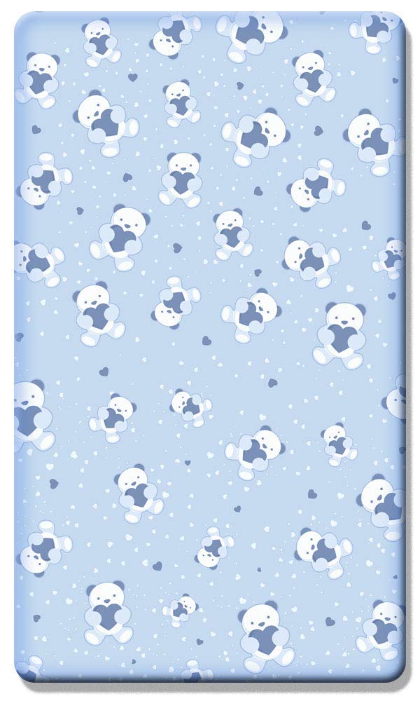 2 x Cot Fitted Sheets 100% Cotton Very Soft (120 x 60 cm) - Cute Teddy Bear Blue