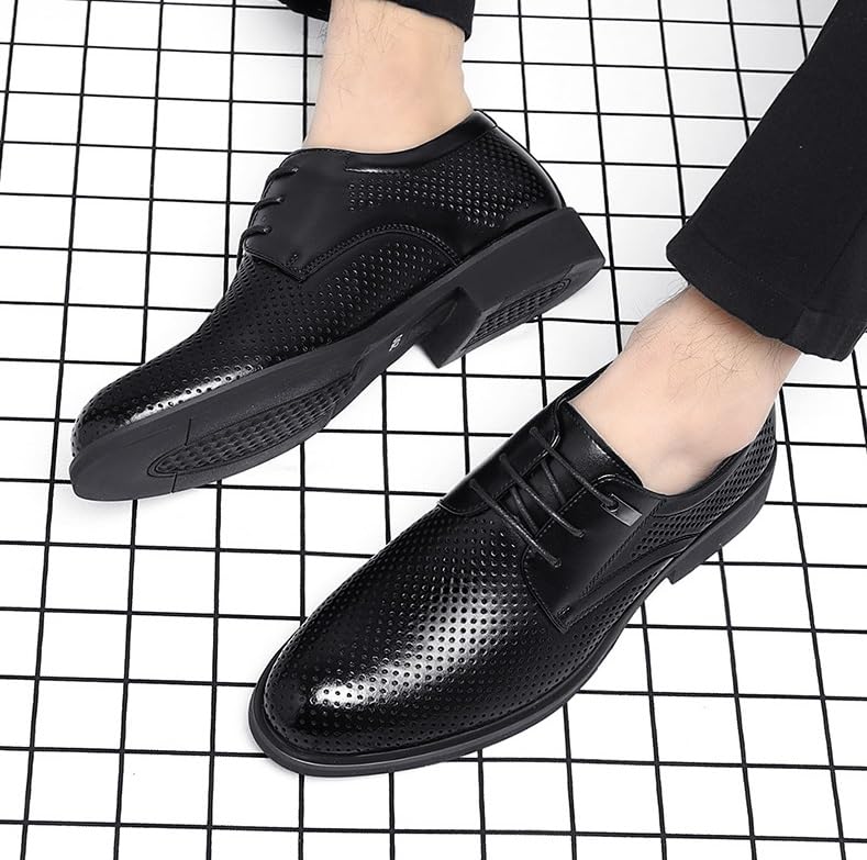 Mens Lace Up Tuxedo Dress Shoes Modern Leather Business Casual Scale Pattern Comfort Formal2