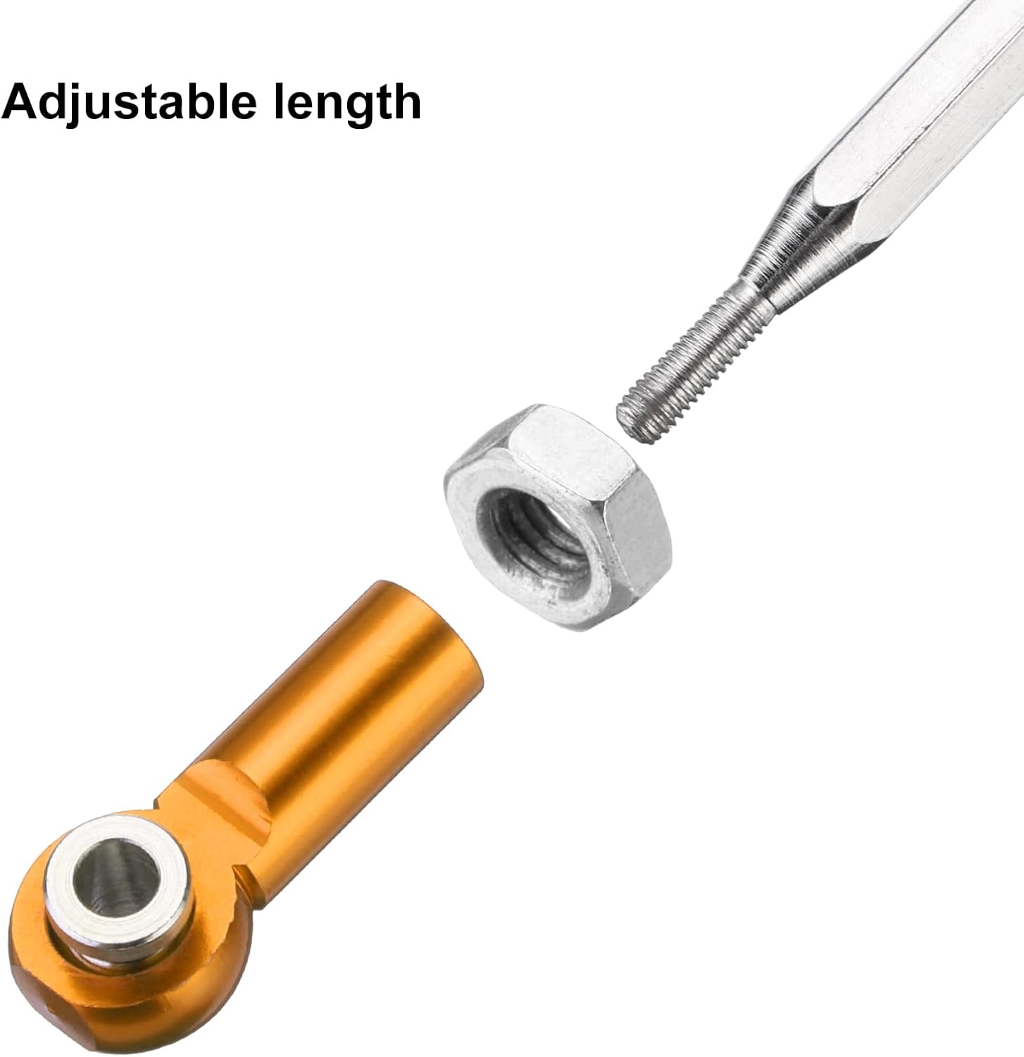 MECCANIXITY 2 Sets Adjustable Turnbuckles Camber Link Linkages Aluminum Alloy Upgrade Parts RC Car Steering Pull Rod Servo Linkages Tie Rod for MN 1:12 D90 RC Car Crawler,Gold