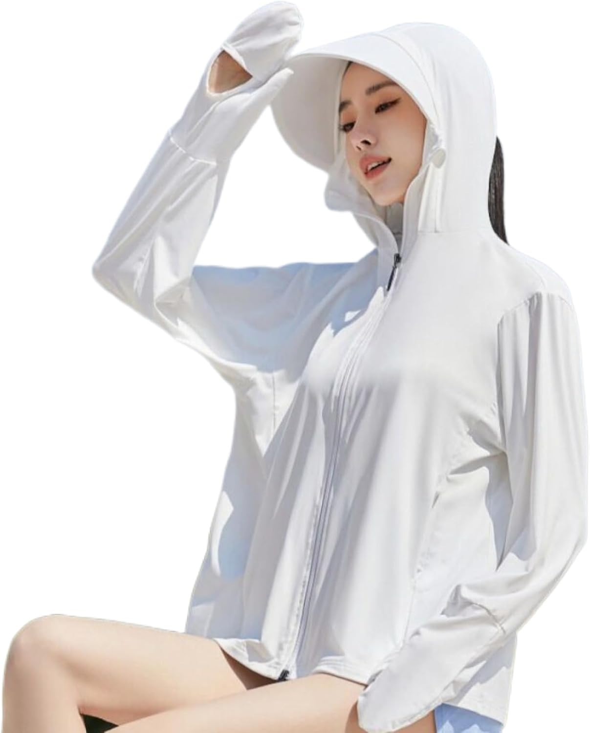 ORDOBO Summer Sun Protection Jacket - Women Ice Silk Outdoor Sun Protection Clothes Hoodie Casual Coat Long Sleeve Br