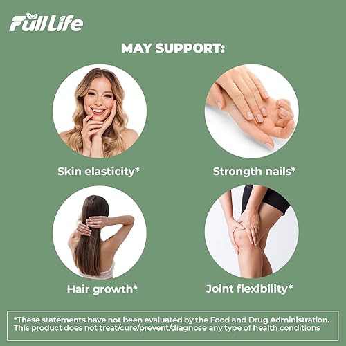 Miniatura 5 de Full Life Reuma-Art Flex - Suplementos herbales con colágeno bovino y cúrcuma - Piel saludable, cabello y uñas - Kosher, sin gluten - 120 cápsulas
