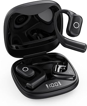 FOCHEW Pxwaxpy Wireless Open Ear Bluetooth Earbuds, 80 Hours Playtime Smart Touch Control