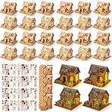 Libima 28 Set Christmas Craft Kit Christmas Gingerbread House Kit Make a Gingerbread Cardboard House Novelty Holiday House Crafts for Boy Girl Xmas Party Game Craft Supplies