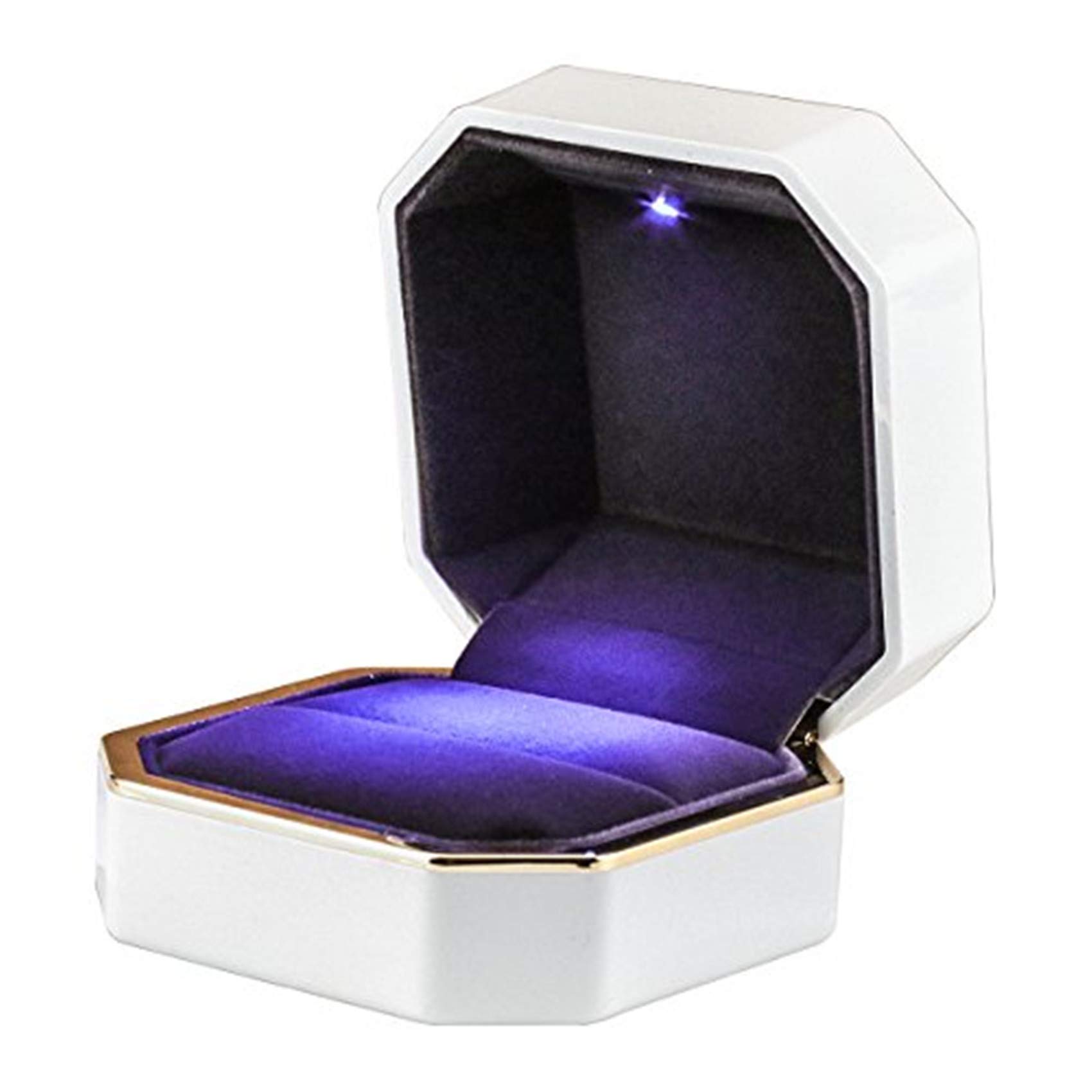 Joy.BoxJoy.Box LED Jewelry Gift Box Case Elegant Velvet Necklace Pendant Box Bracelet Box with LED Light for Jewelry Display Wedding Engagment Valentine's Day White Size：2.95"x2.95"x1.97"