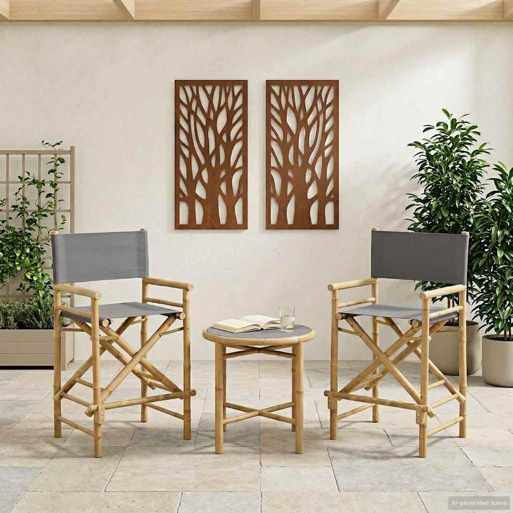 Set di 2 sedie da regista pieghevoli in bambù, elegante sedia da regista naturale, per giardino, balcone e interni, stabile sedia pieghevole con braccioli, 58 x 48 x 115 cm