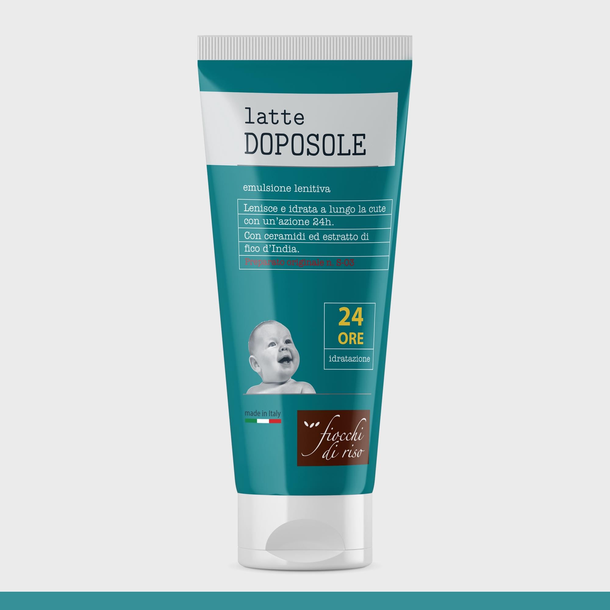Fiocchi di Riso - Latte DOPOSOLE - 140ml - IDRATAZIONE - Ideale per lenire ed idratare la cute a lungo, fino a 24h. Con ceramidi ed estratto di fico d'india. Pack riciclato