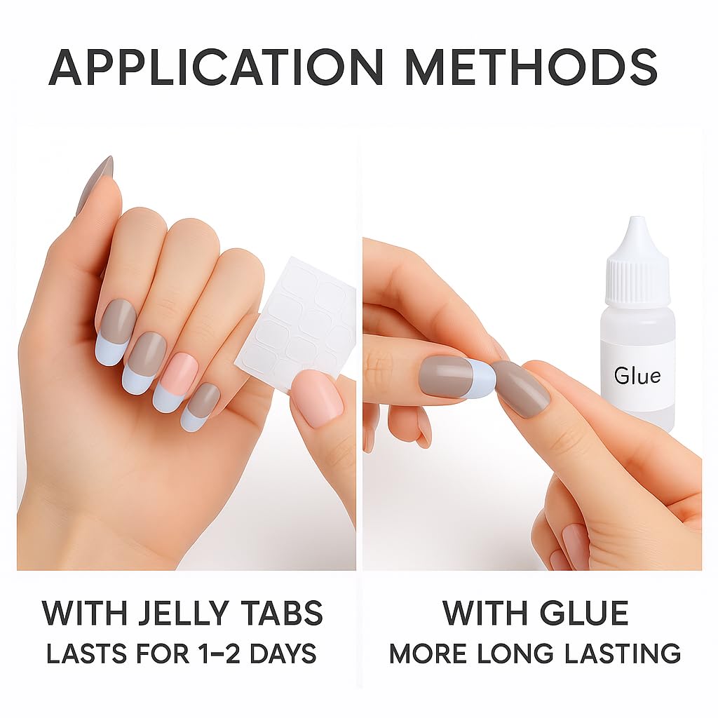Coslifestore Press On Nails Pack of 96 | French Gel Nail Tips 2