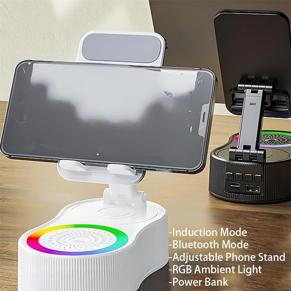 Sonicdrop Dock, Bluetooth Speaker Stand, Foldable Angle Phone Charger Stand, Mini Portable Ambient Light Stereo with 360 Degree Rotation & RGB Colors Light, For All Smart Phone (Black)