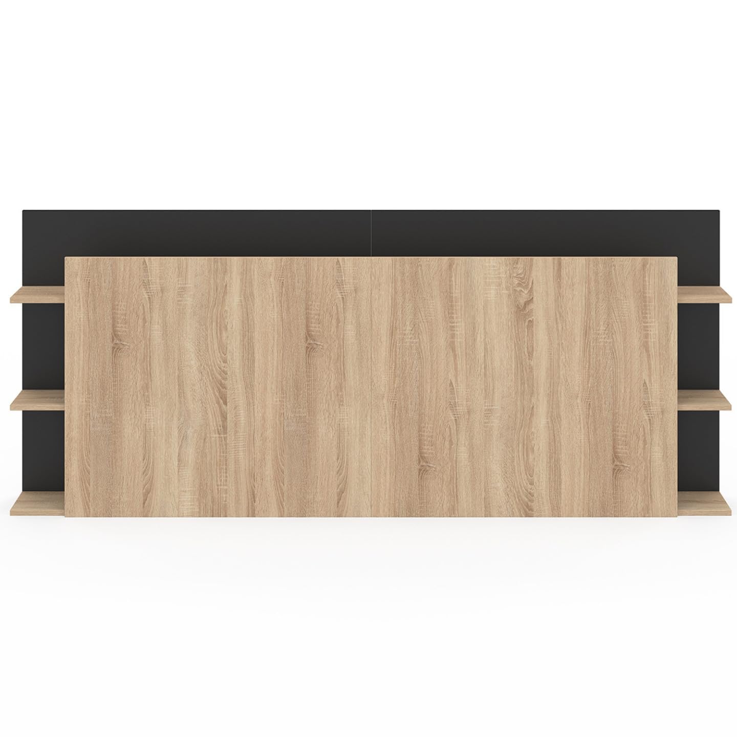 IDMarket - Tête de lit sur Pied CIRI pour lit 140 et 160 cm avec rangements Bois et Noir