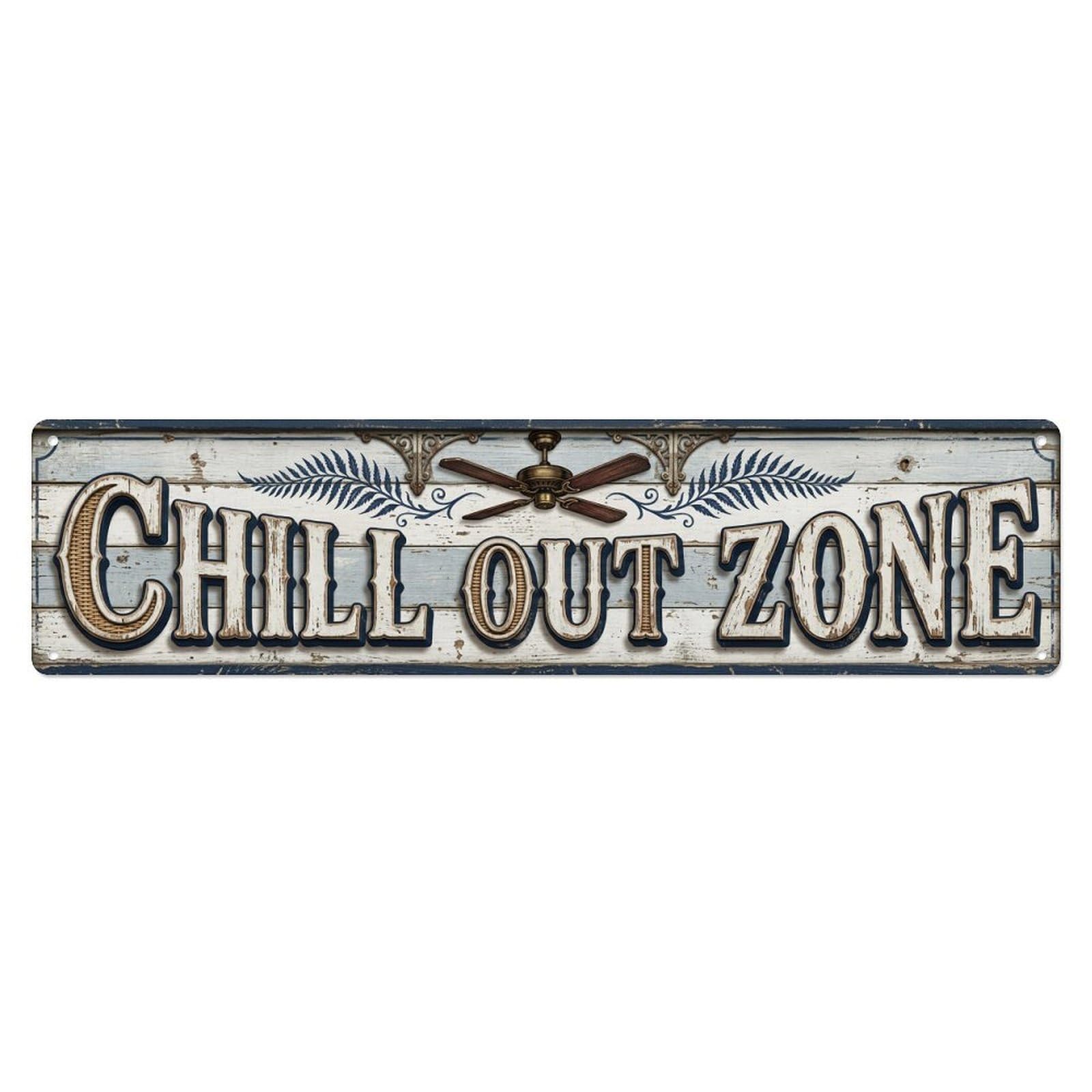 Chill Out Zone Aged Veranda 3 Vintage Metal Tin Sign Wall Decor for Cafe, Club, Garden Metal Poster 4x16Inch