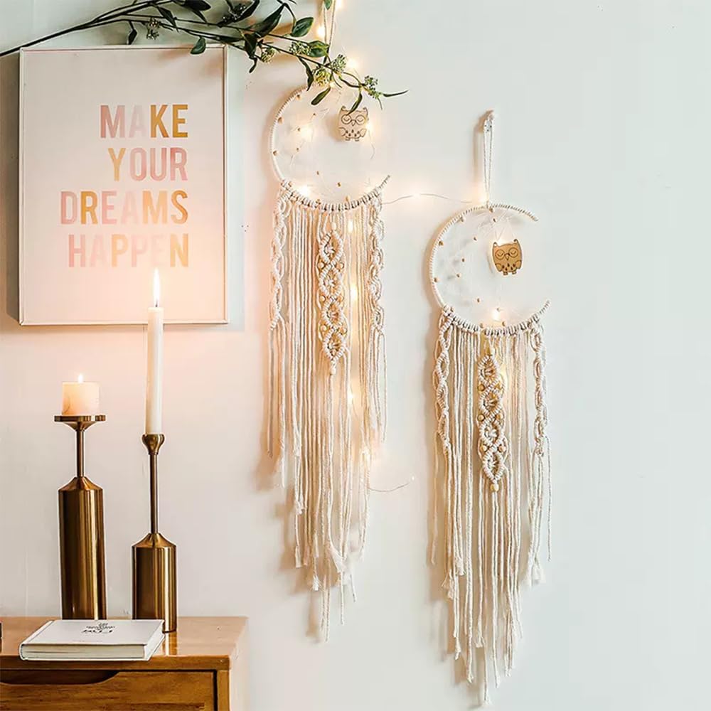 Luna Acchiappasogni Boho, Dream Catcher 96 cm Acchiappasogni Boho Porta il gufo Acchiappasogni Fatti a Mano Acchiappasogni per Soggiorno, Camera da letto